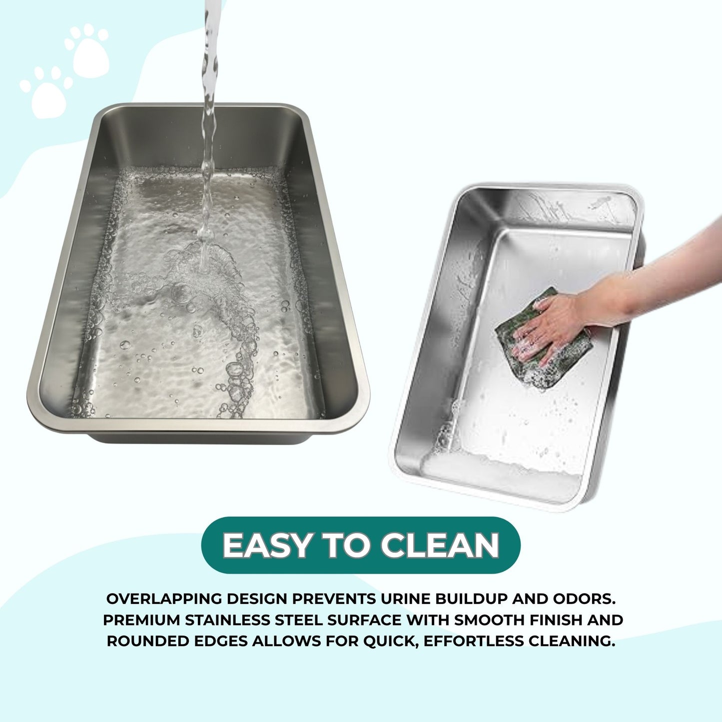 Stainless Steel Cat Litter Box Set – 4-Piece Kit with 2 Trays, Sifter & Scoop | Easy to Clean & Odor Resistant