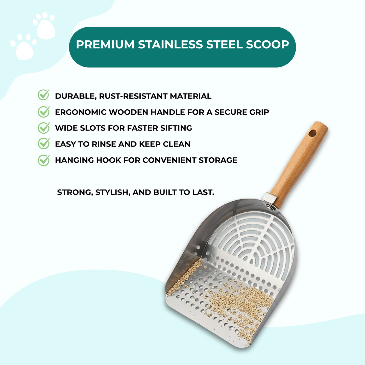 Stainless Steel Cat Litter Tray | Includes Metal Scoop | Hygienic, Durable & Odor-Resistant | 18×14×6 Inches