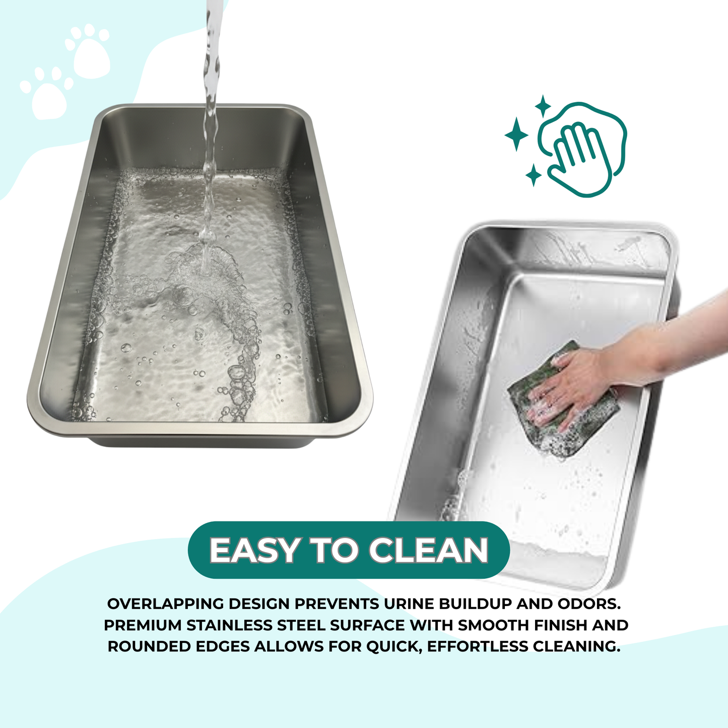 Stainless Steel Cat Litter Box Kit | 4-Piece Set: 2 Trays, Sifting Tray & Scoop| 18×14×6 Inches