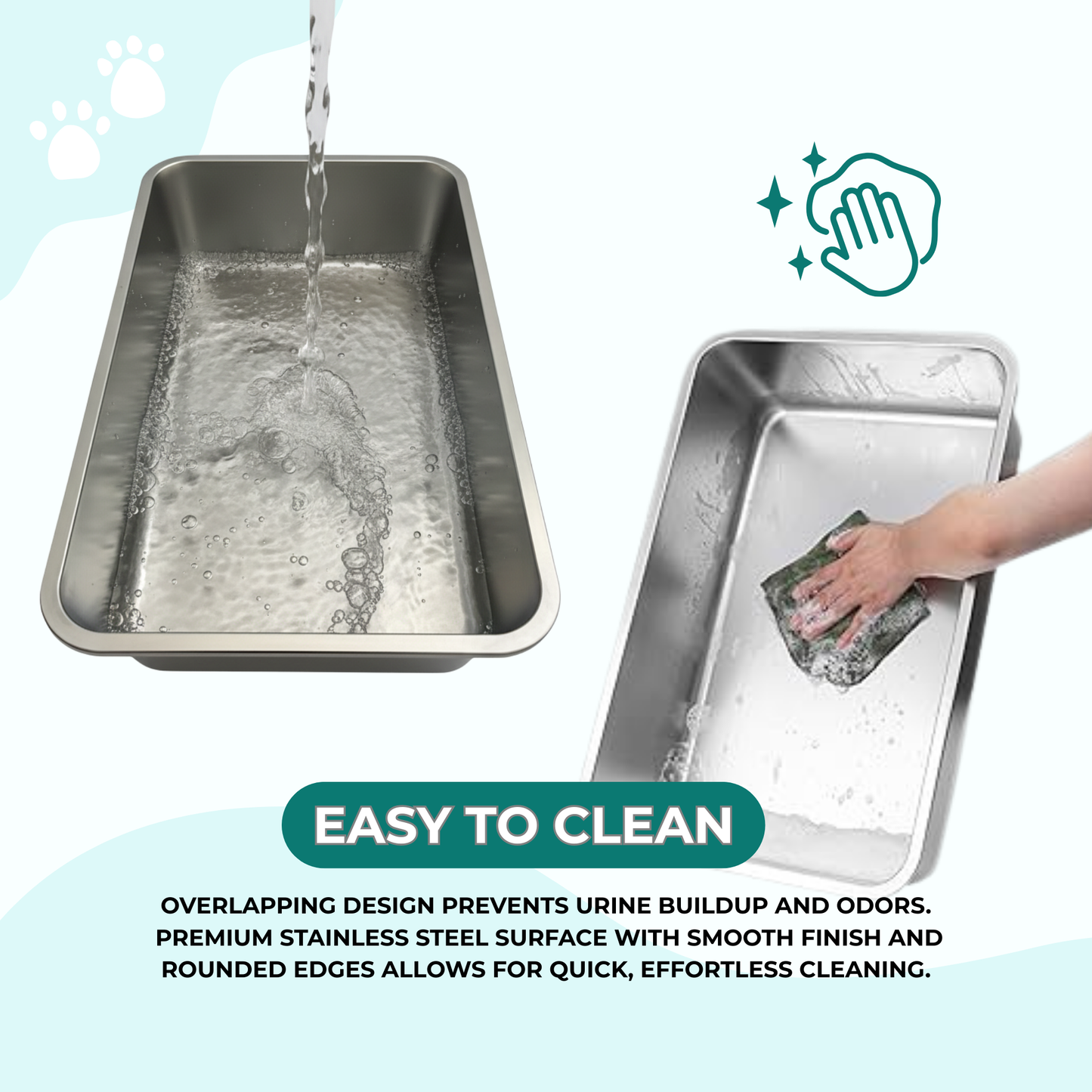 Stainless Steel Cat Litter Tray | Includes Metal Scoop | Hygienic, Durable & Odor-Resistant | 18×14×6 Inches